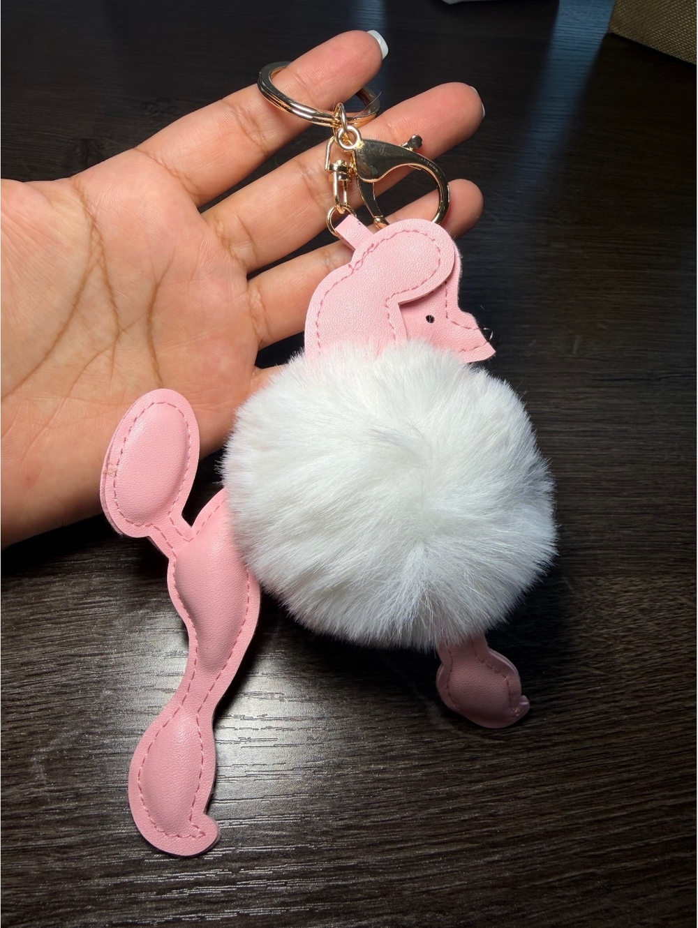 White & Pink Poodle Pom Pom Keychain Bag Charm [COPY]